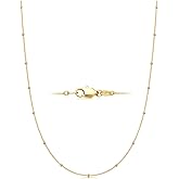 IEFWELL S925 Sterling Silver Chain Necklace for Women - 14K-Real-Gold-Plated Sterling Silver Satellite Bead Chain Choker, 14/16/18/20/22/24 Inch 1.2mm hypoallergenic Jewelry Gifts for Women