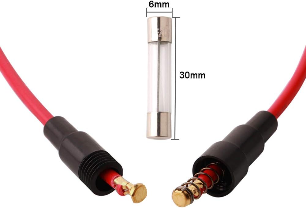 QitinDasen 12Pcs Professional 6 X 30mm AGC Glass Tube Fuse Holder Inline Screw Type Cap, 32V 20A Fuse Box with 16 AWG Wire - Image 4