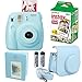 Fujifilm Instax Mini 8 Instant Film Camera Blue + With Fujifilm Instax Mini Instant Film Twin Pack (20 Sheets) + Blue PU leather Case With Photo Album 64 Pockets Blue Value Set Accessories Bundle
