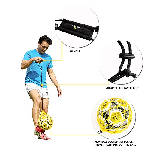 image for PodiuMax Handle Solo Soccer Kick Trainer with New Ball Locked Net Desi