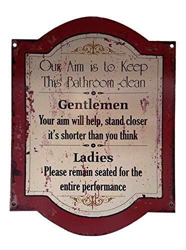 Bathroom Rules - Humorous Rustic Sign (Large)