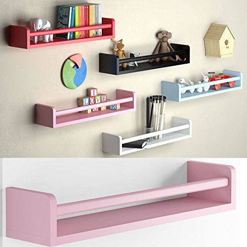 1 light pink baby nursery room wall shelf wood 17.5 inch ships fu…
