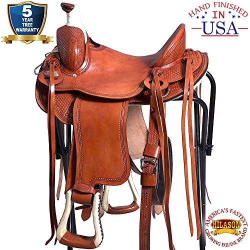 HILASON 15″ Western Horse Cowboy Trail Wade Roping Saddle Light Oil