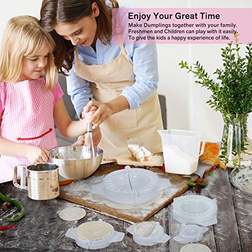 Dumpling Maker Mold Set of 5, SYSAMA Empanada Press Pastry Dough Cutter Stamp for DIY Hand Pies, Dumplings, Ravioli, Calzones, Pierogi,Kitchen Accessories 5.5/7.5/9.5/12/15.5cm