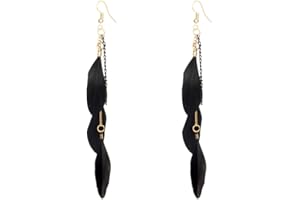 Heavstjer Fashion Piercing Jewelry Tassel Feather Dangle Drop Long Chain Earrings
