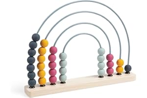 Bigjigs Toys FSC Certified Rainbow Abacus - Eco Wooden Abacus for Kids & Toddlers, 32 Food-Grade Silicone Beads, Early Development & Activity Toys, Quality Counting Toys