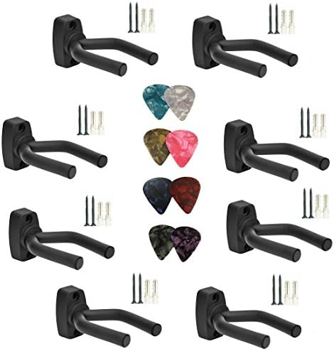 YIYATOO 8 pcs picks+8 Pcs Guitar Hangers Keep Hook Holder Wall Mount for All Size Guitars, Bass, Mandolin, Banjo
