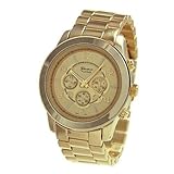 Geneva Platinum Women's Decorative Chronograph-style Link Watch-GOLD
