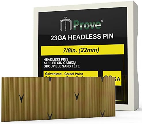 MProve 23-Guage 7/8in (22mm) Electro-Galvanized Headless Micro Pin Nails [10,000 Nails]