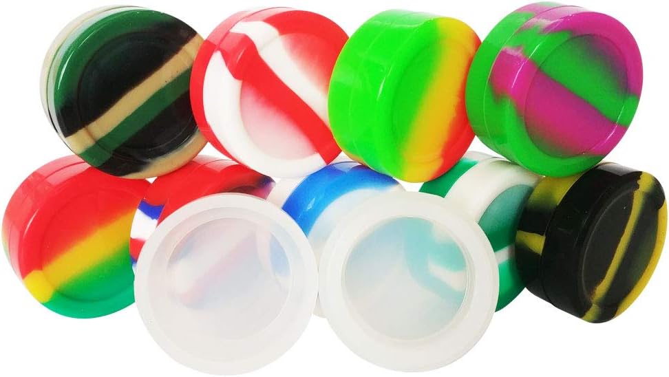 Silicone Containers Wax 10ml 10pcs Dab Round Unbreakable Concentrate Box Storage Jar Assorted Color