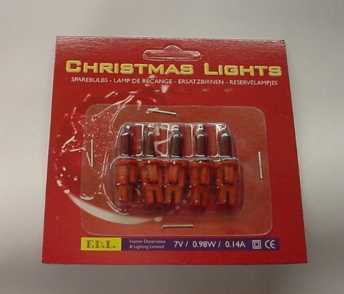 Pack of 5 Push in Spare Fairy Bulbs in Dark Red 7v 0.98w 0.14a (S31)