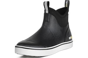 Kalkal Men's Deck Boots, Waterproof Fishing Rain Boots with High Traction, Men's Rubber Boots For Gardening Fishing Boating Camping Sailing