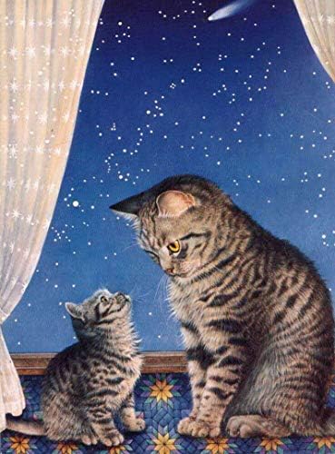 TSING DIY Crystals Paint Kit 5D Diamond Painting by Number Kits, Two Cats Under The Starry Sky - 11x15 inches