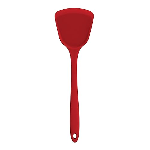 Helen's Asian Kitchen Silicone Wok Turner and Stir Fry Spatula, 13-Inches, Red