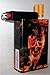 Cigarette Case Fire Skull Face with Built on Lighter Holder