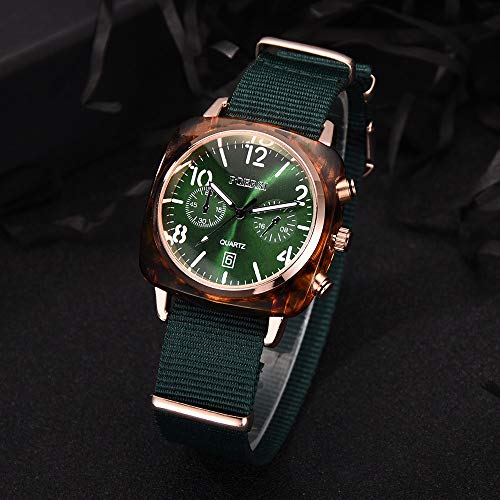 Watches Clearance,Luxury Temperament Square Dial Canvas Watchband Watch Analog Quartz Watch(Green)