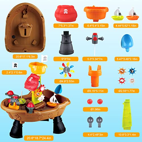 Sand Water Table,Pirate Ship Adventure Playset with Music,Sounds and