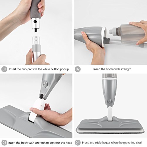 FORSPEEDER Spray Mop for Floor Cleaning, Hardwood Floor Mop with a 640 ML Refillable Bottle and 2 Washable Mop Heads, Handle Mop for Home Kitchen (Spray Mop with 2 Mop Pads) - Thumbnail 4