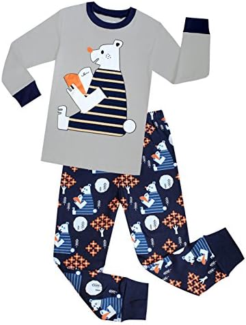 Kids Pajamas Hop children Bear Pajamas For Little Boys Girls Cotton PJS Toddler Pants Set (Blue,3T)