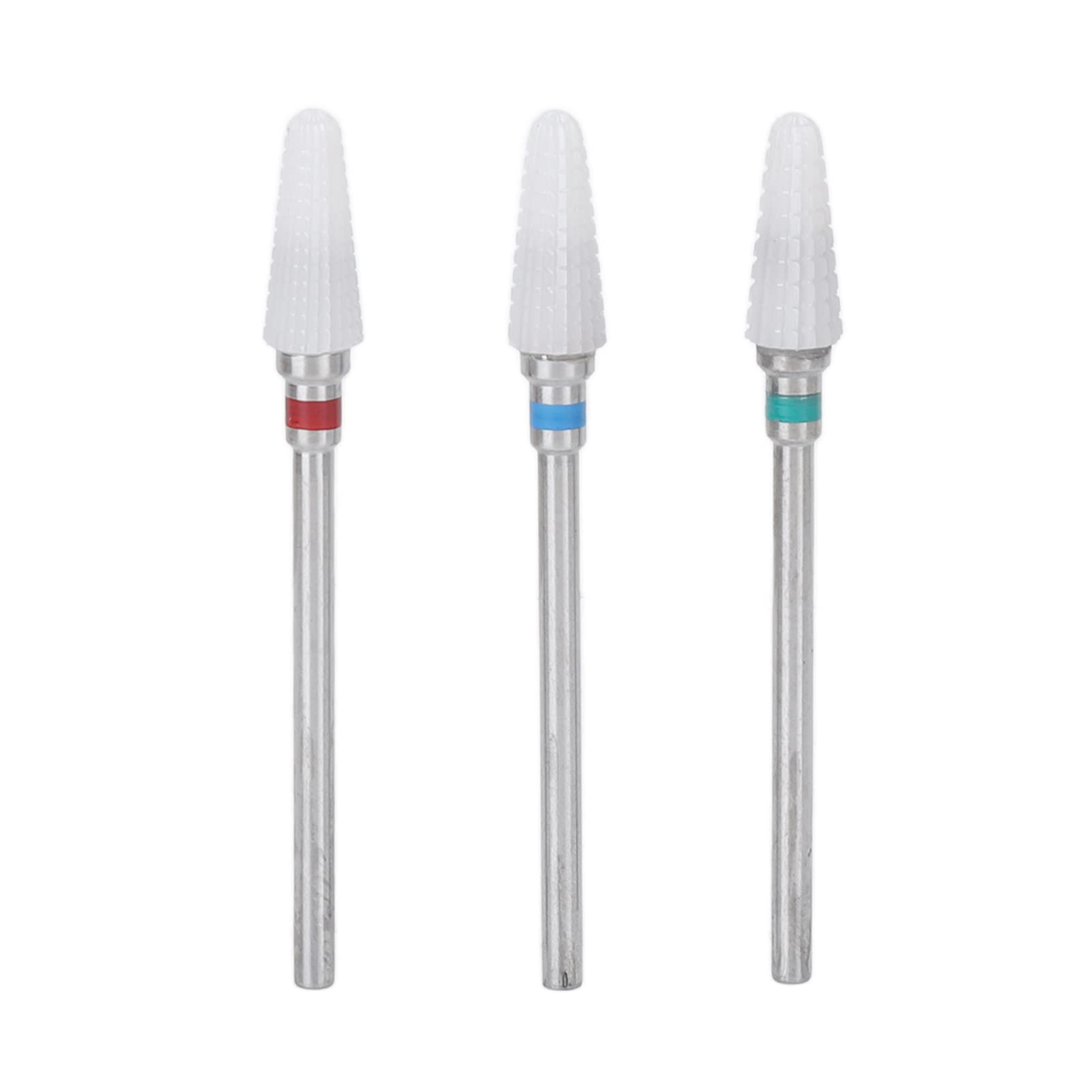 3pcs Ceramic Nail Drill Bits Set Shank Professional Corn Shape Ceramic Bits,Acrylic Nail File Bits for Manicure Pedicure Cuticle Gel Nail Polishing