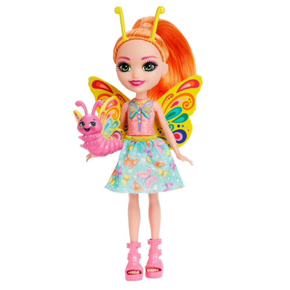 Enchantimals Dolls, City Tails Belisse Butterfly Doll and Dart Animal Friend, Small Doll with Removable Skirt and Accessories, Gifts for Kids, HKN12