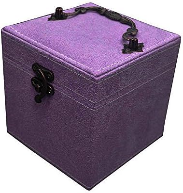Jewelry Box Organizer,Xzeit Three-Layer Lint Jewelry Box with Lock and Mirror Purple