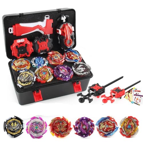 AIBREAY Battling Top Burst Gyro Toy Set 12 Spinning Tops 3 Launchers 1 Grip Toy Combat Battling Game with Portable Storage Box Gift for Kids Children Boys Ages 6+…
