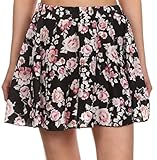 Simplicity Women's Floral Print Flared A-Line Pleated Short Skirt