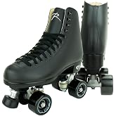 Riedell Boost Indoor Quad Roller Skates for Men and Women, Black - 9 | Retro Build - Beginner to Seasoned - Roller Skates, Comfortable Fit, Strong Ankle Support, ABEC-5 Bearings