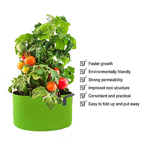 GEMGO 3 Pack Potato Grow Bag, 15 Gallon Aeration Waterproof Fabric Sweet Potato Planter, Vegetable Peanut Growing Box Bucket Pot for Nursery Garden (15 Gallon, Green)