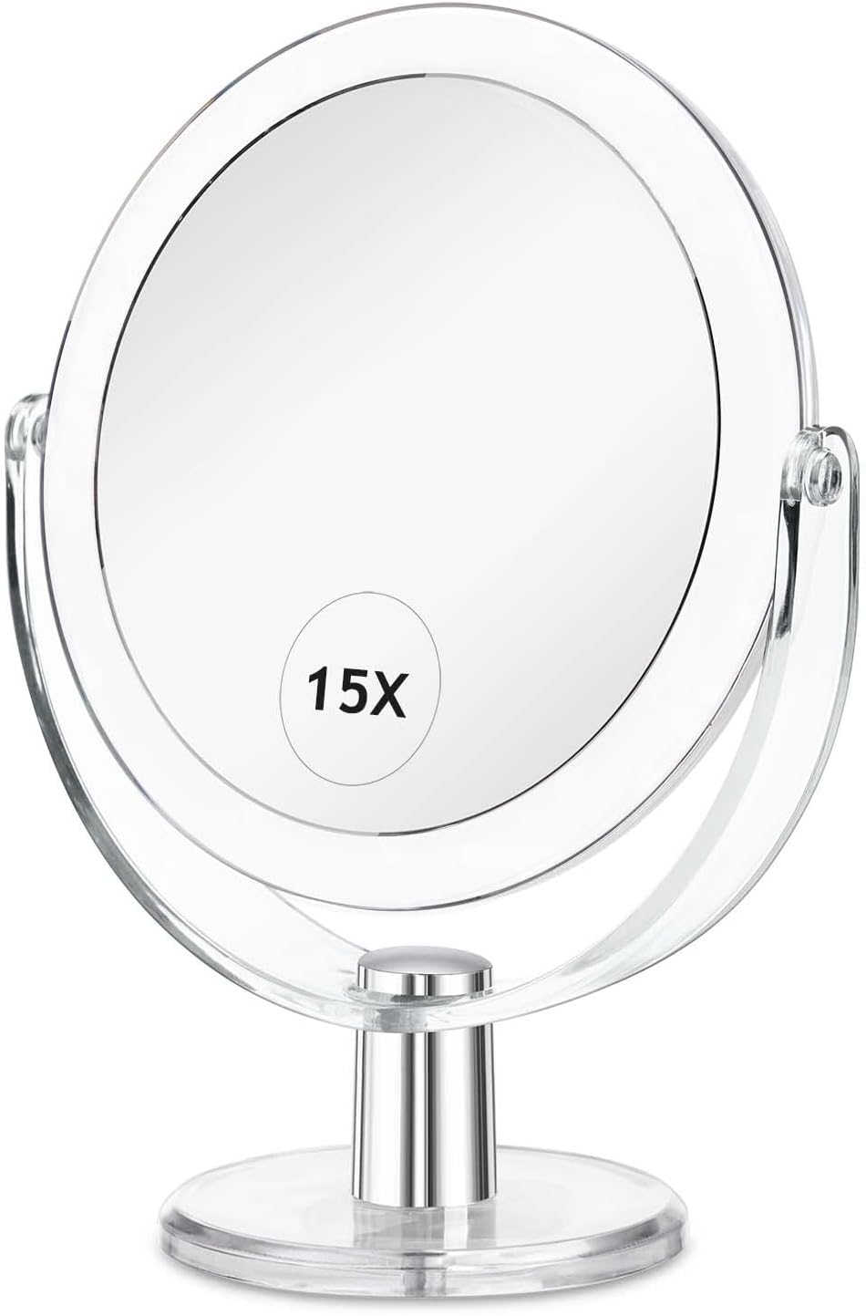 CLSEVXY 6.25 Inch Double-Sided Makeup Mirror 1X/15X 360° Swivel