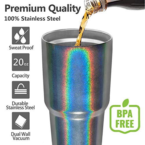 Toopify 30oz Stainless Steel Insulated Sparkle Black Tumbler Travel Mug with Straw Slider Lid, Cleaning Brush, Double Wall Vacuum