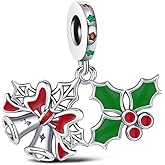 KEQ 925 Sterling Silver Christmas Charm for Pandora Bracelet Snowflake Jumpers Beads Christmas Tree Snowman Wreath Charm Gifts for Women Daught Holiday Stockings