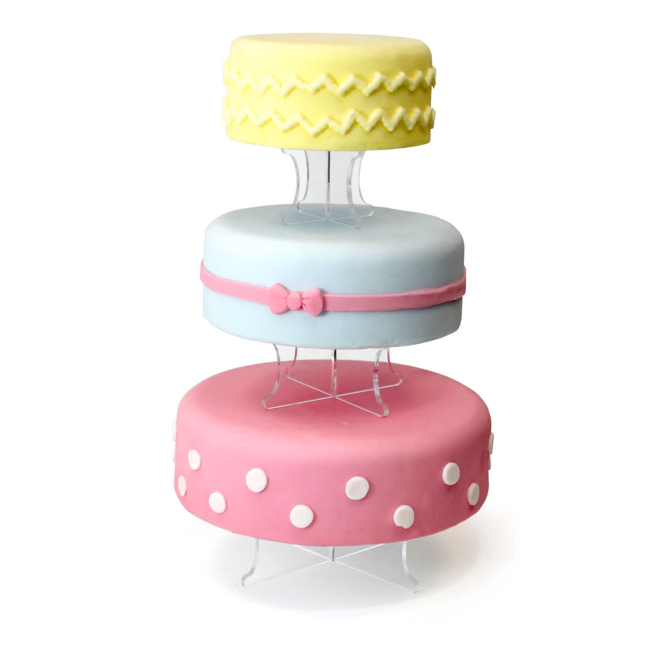 Clear Acrylic 3 Tier Wedding Cake Display Stand Perspex Cake Risers (6.5cm Height)