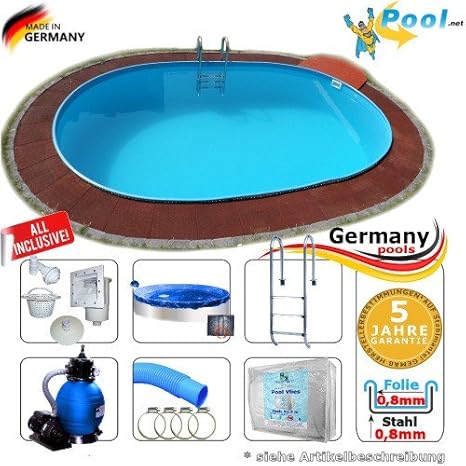 Ovalbecken 7,37 x 3,60 x 1,50 m Set Stahlwandpool Schwimmbecken Ovalpool 7,37 x 3,6 x 1,5 Swimmingpool Stahlwandbecken Fertig