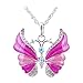 Eyourlife New Fashion Retro Butterfly Crystal Rhinestone Pendant Necklace Pink