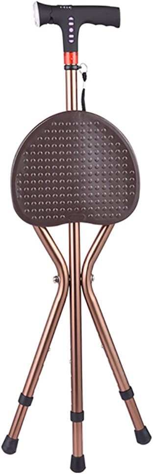 XUEPING Walking sticks Elderly walking sticks brown retractable triangle stool Radio MP3 with light walking stick folded 95 cm ( Size : A )