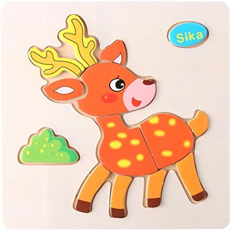 One Set Kids Jigsaw Puzzle Cartoon Animals Wooden Kids Education Learning Toys (Sika)