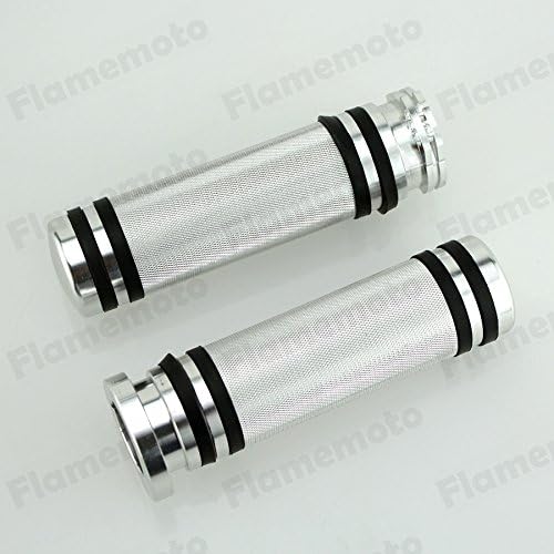 Pyage(TM) Chrome CNC 1" Handlebar Hand Grips For Harley Sportster Dyna Fatboy Night Train XL XR
