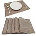 Tennove Placemats Set of 6, Washable Placemats PVC Cross Weave Woven Vinyl Table Mats for Kitchen Dining Table Decoration(Flower-Brown)