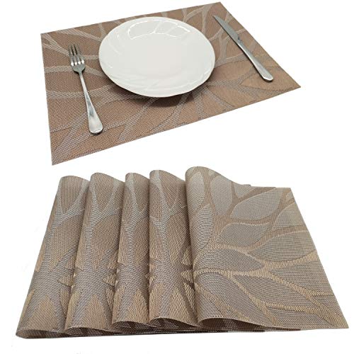 Tennove Placemats Set of 6, Washable Placemats PVC Cross Weave Woven
