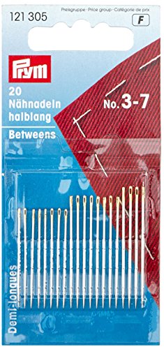 image for Prym Hand Sewing Needles Betweens 3 - 7 Assorted, Silver with Gold Eye