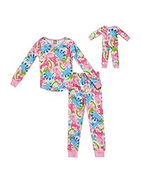 Conjunto de ropa de dormir ajustada de Dollie & Me Girls 'Apparel y conjunto de muñeca a juego