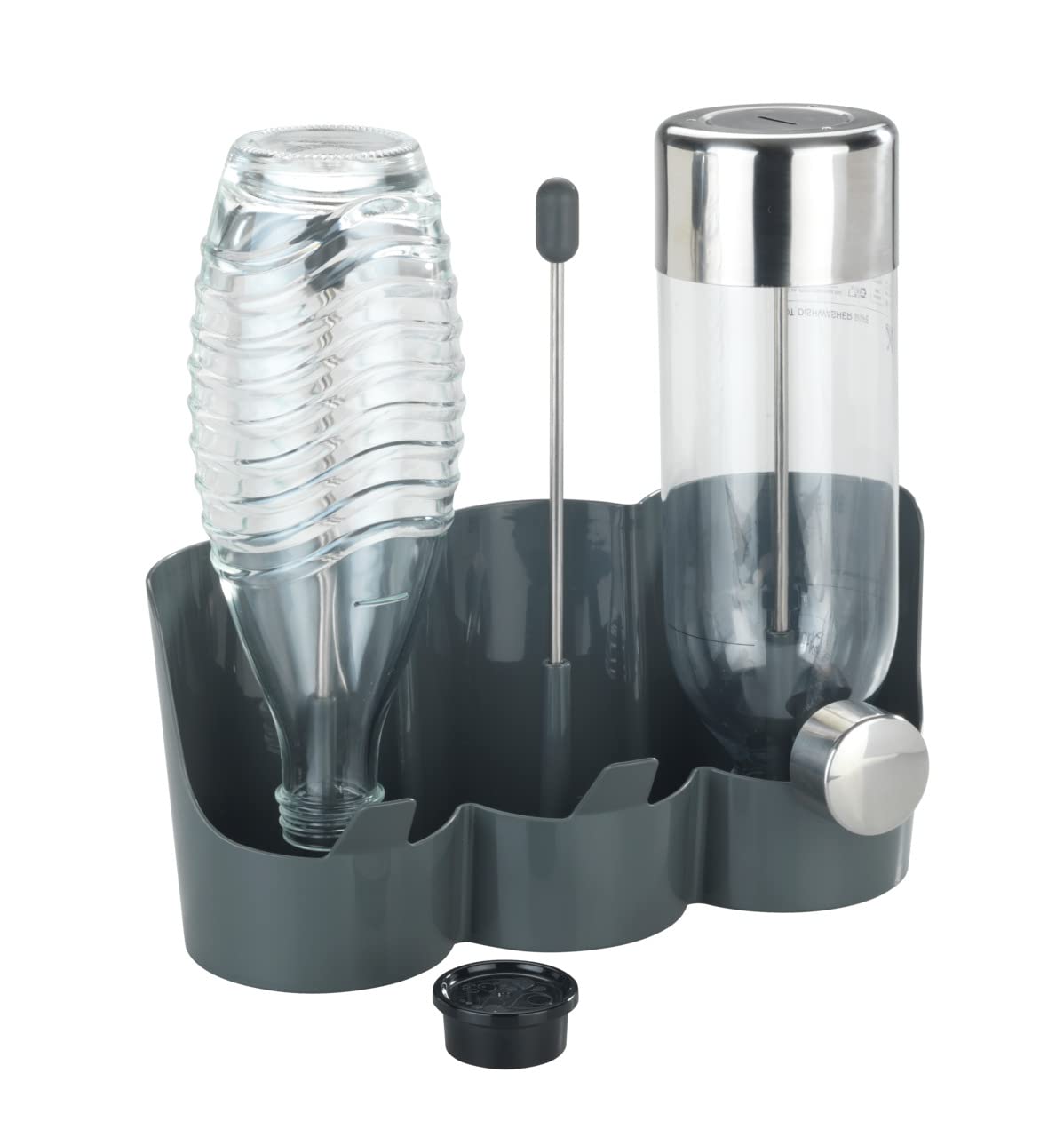 WENKO Filia Space-Saving Bottle Holder with Non-Slip Coating on Base, Plastic (ABS), Grey, 29 x 27 x 12.5 cm