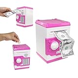SZAT PRO Pink Electric Electronic Piggy Bank Kids Girls Money Safe Box Jar Coins Cashes Bills Password Key Code ATM Saver Toy