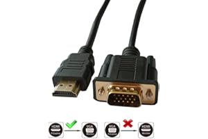 IOSSIOPPIA HDMI to VGA Cable Gold Plated HDMI to VGA Adapter Male to Male 1080P HDMI Digital to VGA Analog Computer Connector