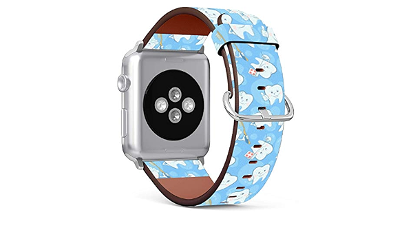 Amazon.com: Correa de piel con diseño de dientes de dibujos animados,  compatible con Apple Watch Series 5/4/3/2/1 gen, repuesto para iWatch 1.654  in/1.732 in : Celulares y Accesorios
