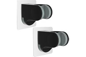 Hibbent 2 Pack Shower Head Holder - Strong Adhesive Wall Mount, Height Adjustable, No Drilling - Matte Black