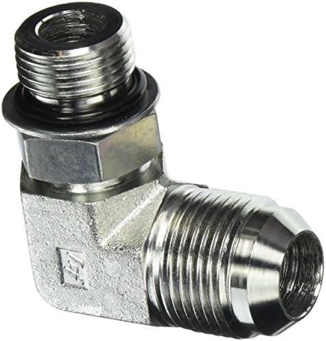 Brennan Industries 6801-12-10-NWO-FG Forged Steel 90 Degree Elbow Tube Fitting, 1-1/16"-12 SAE x 7/8"-14 SAE ORB Thread, 3/4" Male JIC x 3/4" Male Adjustable O-Ring Boss