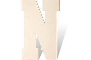 HOMENTHUS Large Wooden Letters 17 Inch, Big Wood Letters N Shape Cutout Alphabet Unfinished Vintage Sports Varsity Style Paintable Wooden Letters for Wall Decor Nursery Name Painting Crafts Party Room Decor